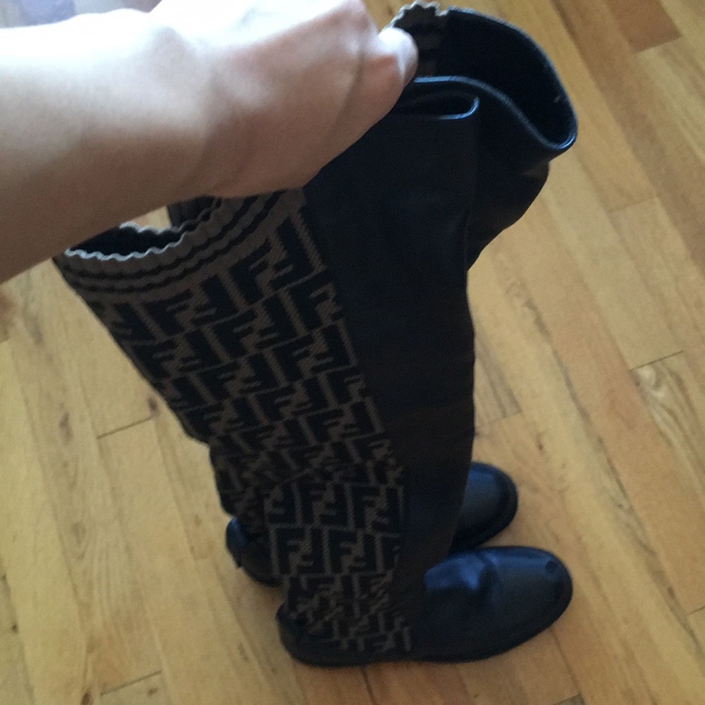 Black leather thigh-high boots